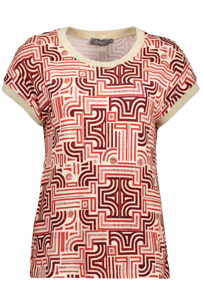 SARAH T SHIRT MET GRAFISCH PATROON 32403 60 RED/OFF WHITE
